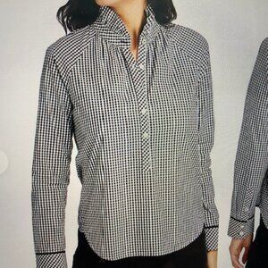 VINEYARD VINES Women's Black/White Gingham Ruffle Collar NWOT Top Size 10